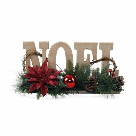 ESPECTACULO 17 in. Wood NOEL Foral Sign LG ES3498363